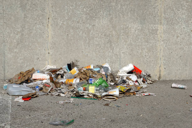 Pile of domestic garbage in landfill. Pollution concept.