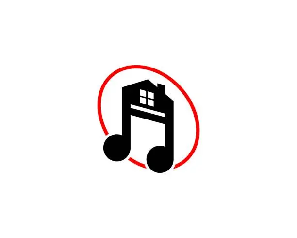 Vector illustration of Combination music note and house in the circle