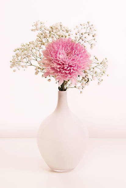istock Delicate bouquet with pink chrysanthemum and white flowers 135521903