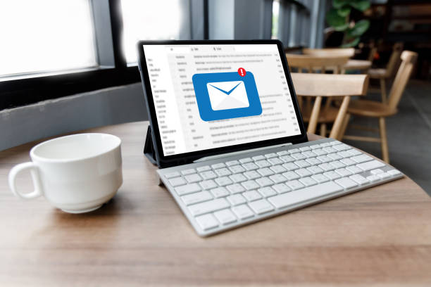 istock Mail Communication Connection message to mailing contacts phone Global Letters Concept 1355221731