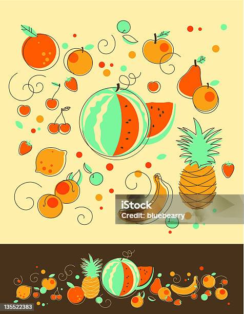 Set Di Frutta - Immagini vettoriali stock e altre immagini di Ananas - Ananas, Anguria, Arancione