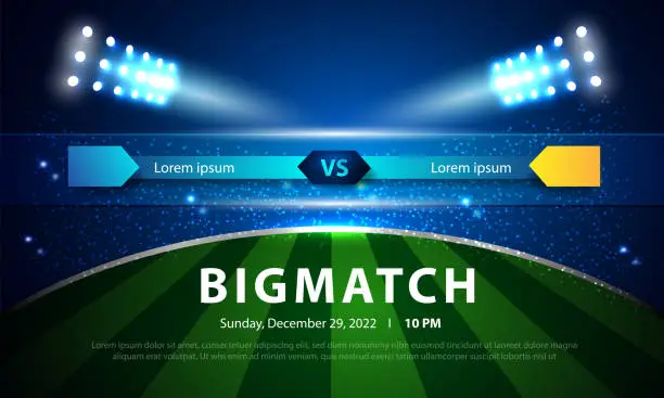 Vector illustration of Soccer scoreboard background big match team template design