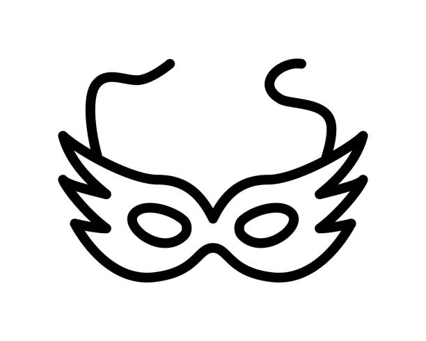 ilustrações de stock, clip art, desenhos animados e ícones de carnival mask flat line icon. carnival dressing. costume for masquerade. outline sign for mobile concept and web design, store - mardi gras new orleans feather mask