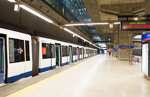 Madrid, Spain- February 11, 2020: Interior of the subway station \