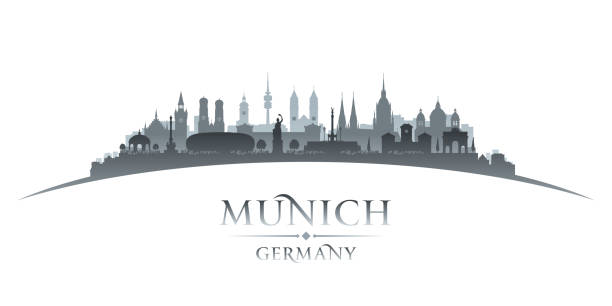 stockillustraties, clipart, cartoons en iconen met munich germany city skyline silhouette - münchen