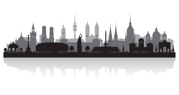 stockillustraties, clipart, cartoons en iconen met munich germany city skyline silhouette - münchen