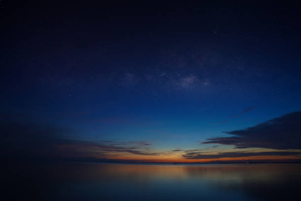 istock The twilight sky with star after sunset at the lake. 1355230221