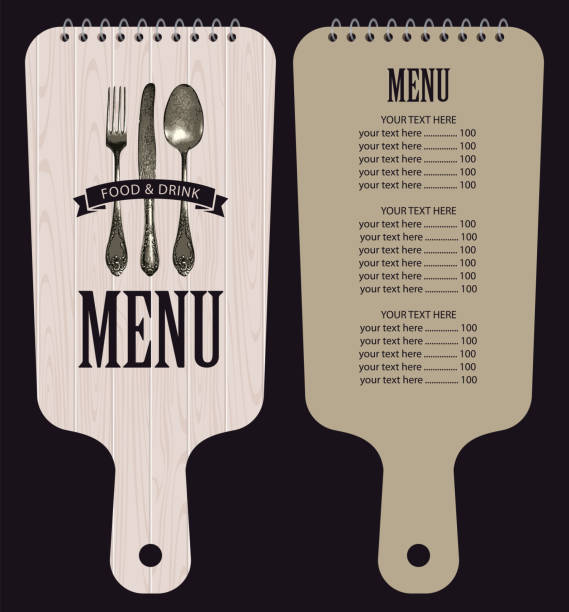 istock restaurant menu in form of wooden cutting board 1355230847