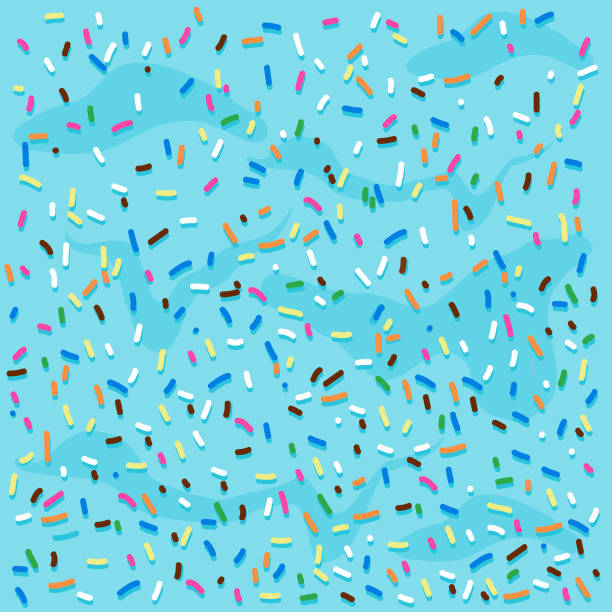 ilustrações de stock, clip art, desenhos animados e ícones de blue frosting background with colorful sprinkles. vector illustration - sprinkles