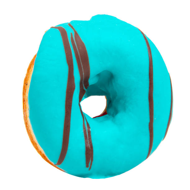 istock Tasty glazed blue donut isolated on the white background 1355237656