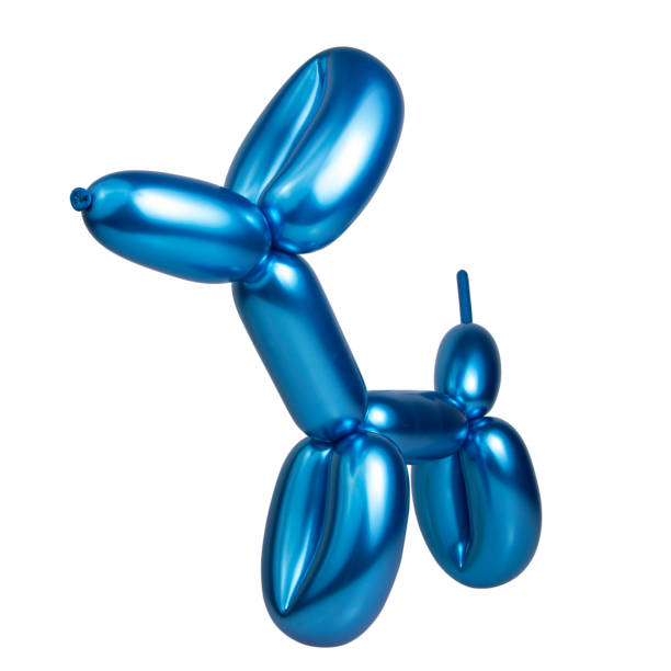 istock Bright blue model balloon dog isolated on the white background 1355237743