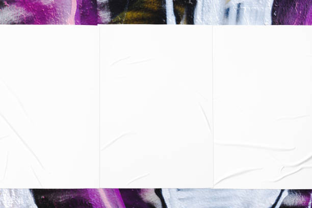 istock colorful urban wall texture with three wrinkled glued poster templates 1355238486