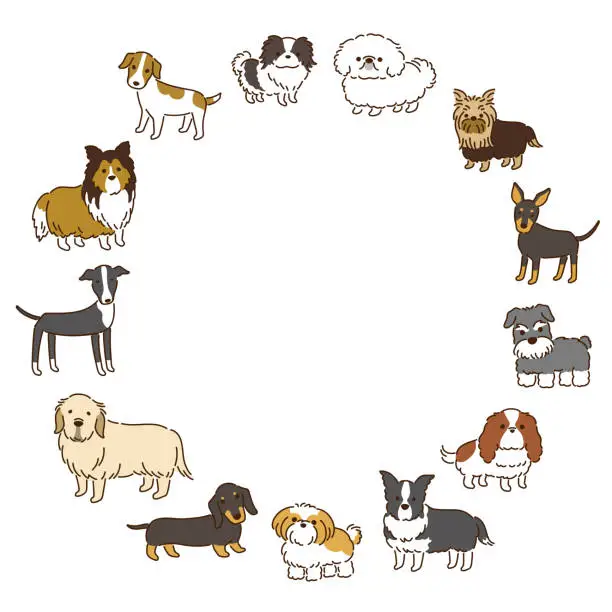 Vector illustration of Cute dog illustrations of various breeds