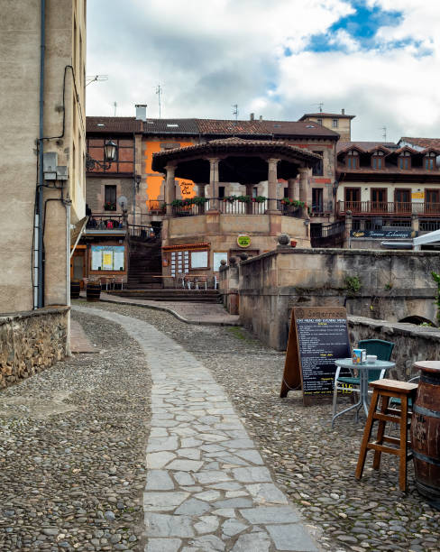 Potes,Santander, Cantabria, Spain, September 20, 2018. View of the historic center of the town, full of streets with medieval buildings.