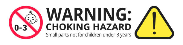 ilustrações de stock, clip art, desenhos animados e ícones de not suitable for children under 3 years choking hazard forbidden sign. - strangling