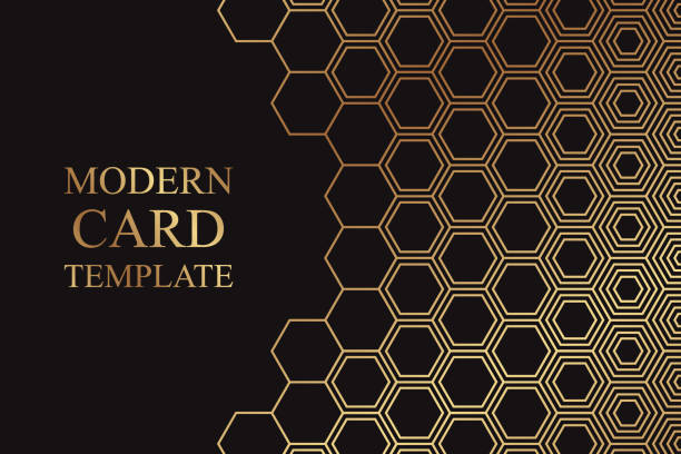 черный фон с золотыми сотами или шестиугольниками. - hexagon abstract honeycomb metal stock illustrations