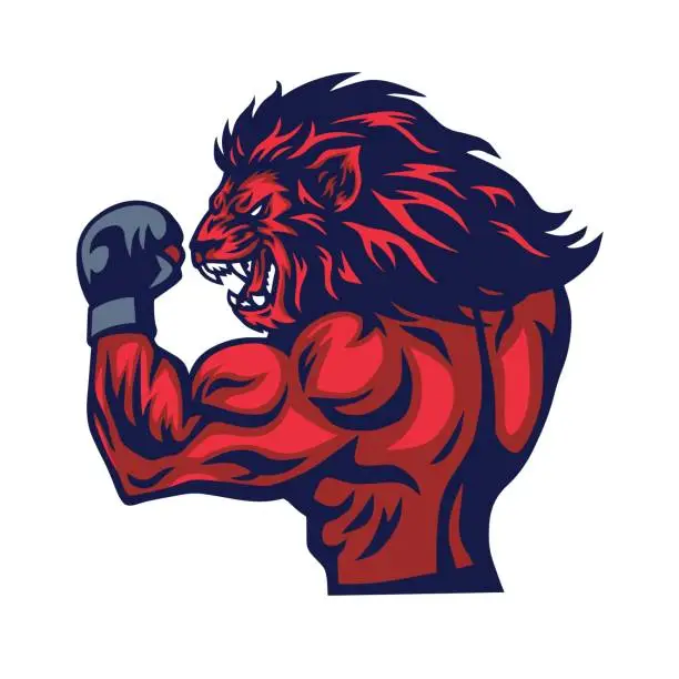 Vector illustration of Lion Fighter Mascot Vector Design