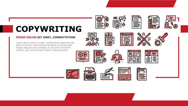 Vector illustration of Copywriting Content Strategy Landing Header Vector