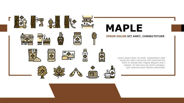 Vector illustration of Maple Syrup Delicious Liquid Landing Header Vector