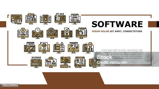 Programer Header Software Program Development Landing Header Vector Stock Illustration ...