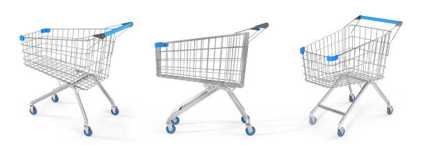 istock Set of shopping carts isolated on a white background. 3d illustration 1355251791