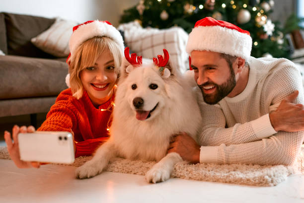 istock New Year couple and dog 1355253993