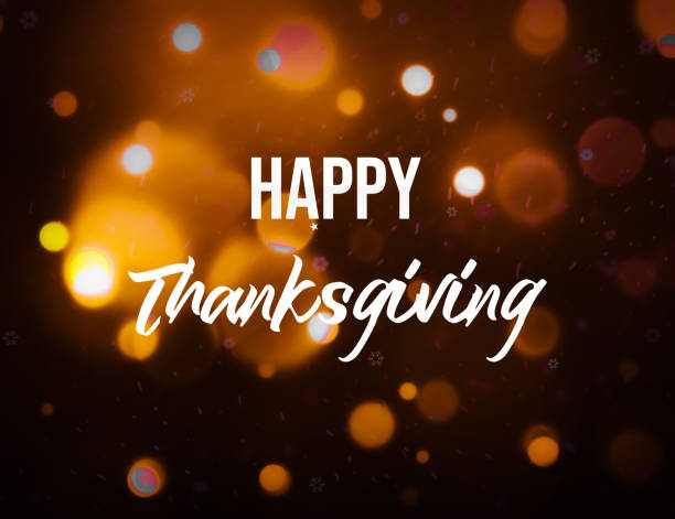 istock Happy Thanksgiving with Glowing defocused Lights, Abstract Backdrop. Modern Orange and Colorful festival background 1355254022