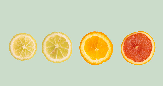 Citrus Fruits on Graphical Pastel Background