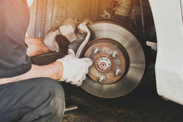 istock Mechanic removed a car disc brake system 1355259260