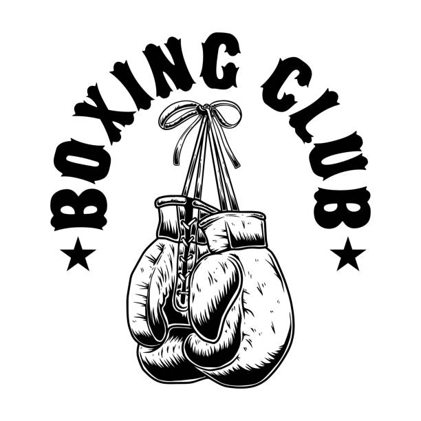 illustrazioni stock, clip art, cartoni animati e icone di tendenza di club di boxe. guantoni da boxe in stile vintage. per poster, t shirt, decorazione. illustrazione vettoriale - boxing glove boxing glove symbol