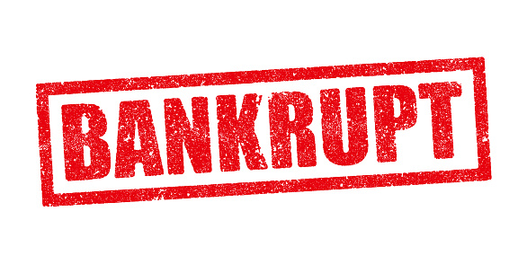 Vector illustration of The word Bankrupt in red ink stamp