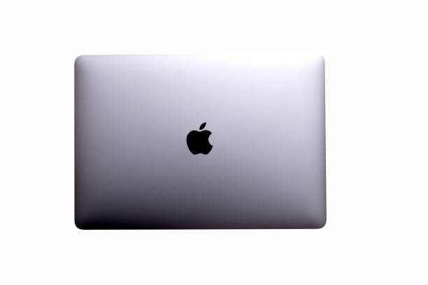 new macbook air (2021) on isolated on white - macbook apple macintosh laptop apple computers imagens e fotografias de stock