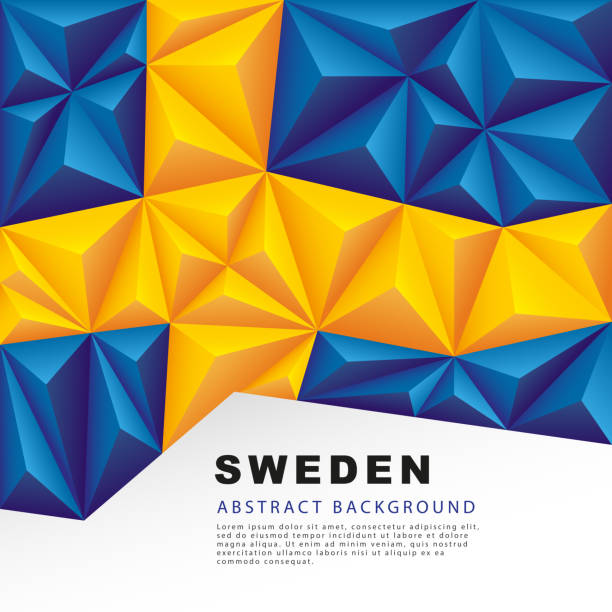 istock Sweden polygonal flag. Vector illustration. Abstract background in the form of colorful blue and yellow stripes 1355264808