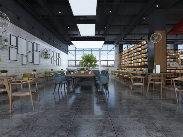 istock 3d render of restaurant cafe interior 1355273146