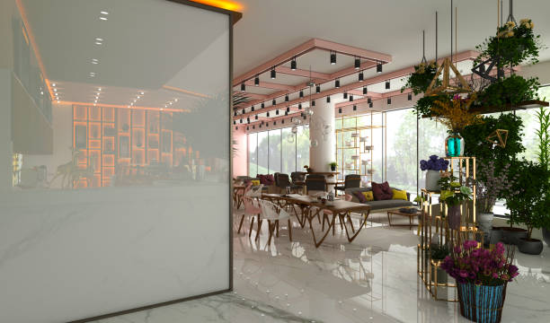 istock 3d render of modern cafe restaurant 1355274620