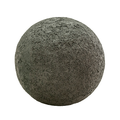 3d Sphere made of asphalt/concrete isolated on white. Real photo.