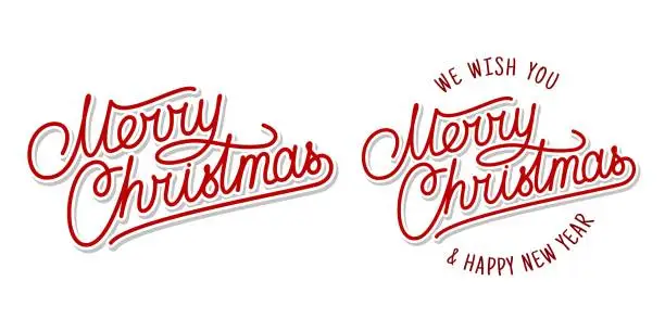 Vector illustration of Two Variants Of Handwritten Merry Christmas Font Lettering Calligraphy Vector Illustration