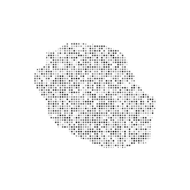 Vector illustration of Abstract dotted black and white halftone effect vector map of Reunion. Country map digital dotted design vector illustration.
