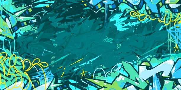 barevný abstrakt hip hop street art graffiti styl urban kaligrafie vektorová ilustrace pozadí umění - život ve městě stock ilustrace