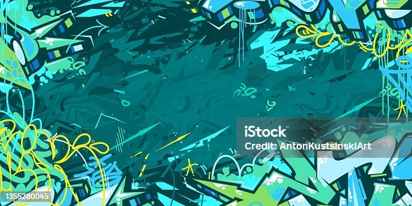 istock Colorful Abstract Hip Hop Street Art Graffiti Style Urban Calligraphy Vector Illustration Background Art 1355280045
