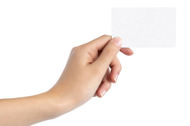istock Hand holding blank card isolated with clipping path 1355281313