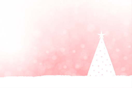 Horizontal vector illustration of Xmas vector wallpaper in faded red and white color. A white frill of snow defines it at the bottom. There is a coniferous christmas tree with dots all over. Can be used as Xmas , New Year festive backdrops, wallpapers, gift wrapping paper sheet, banners, templates or greeting cards. There is no text, no people and ample copy space.
