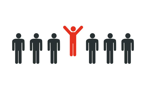 Standing Out From The Crowd And Leadership Concept Standing Out From The Crowd And Leadership Concept people icons stock illustrations