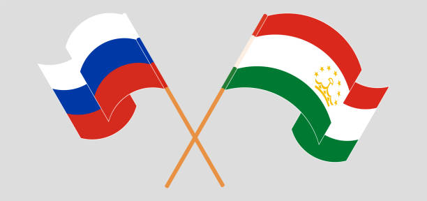illustrations, cliparts, dessins animés et icônes de drapeaux croisés et agités de la russie et du tadjikistan - tajik flag