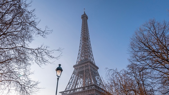A sunrise view of the Eiffel Tower, Paris, France