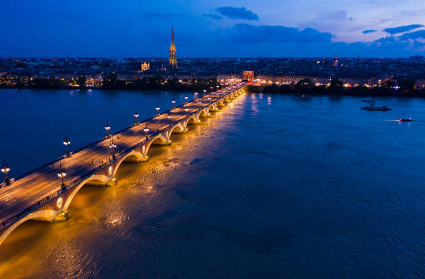 istock Illuminated Bordeaux city at night 1355290786
