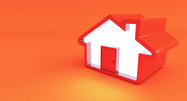 istock red house icon isolated on orange background. minimal style cute home. 1355297101