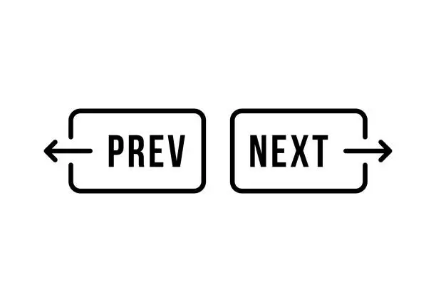 Vector illustration of thin line black prev and next button