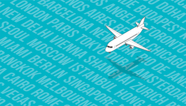 ilustrações de stock, clip art, desenhos animados e ícones de air travel background airfare cities of the world airport departures and  arrivals - business class