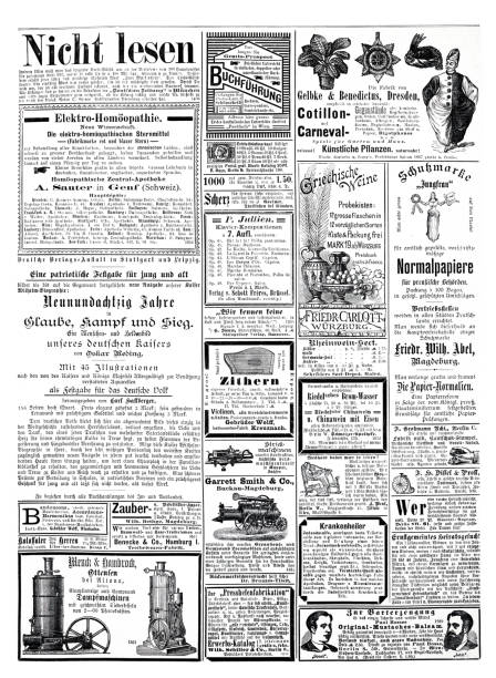 istock Ads in German magazine of 1887 including Jungfrau Normalpapiere 1355315441